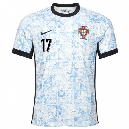 Kandiny Damen Portugal Rafael Leao #17 Cremeblau Auswärtstrikot Trikot 24-26 T-Shirt