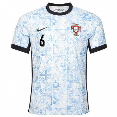 Kandiny Damen Portugal Suzane Pires #6 Cremeblau Auswärtstrikot Trikot 24-26 T-Shirt