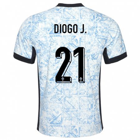 Kandiny Damen Portugal Diogo Jota #21 Cremeblau Auswärtstrikot Trikot 24-26 T-Shirt