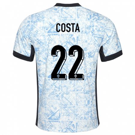 Kandiny Damen Portugal Diogo Costa #22 Cremeblau Auswärtstrikot Trikot 24-26 T-Shirt