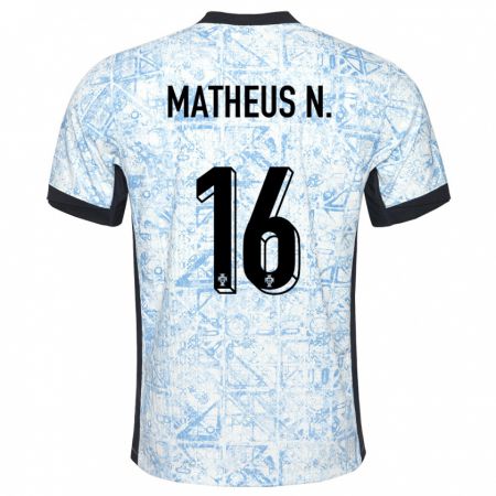 Kandiny Damen Portugal Matheus Nunes #16 Cremeblau Auswärtstrikot Trikot 24-26 T-Shirt