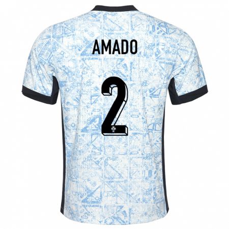 Kandiny Damen Portugal Catarina Amado #2 Cremeblau Auswärtstrikot Trikot 24-26 T-Shirt