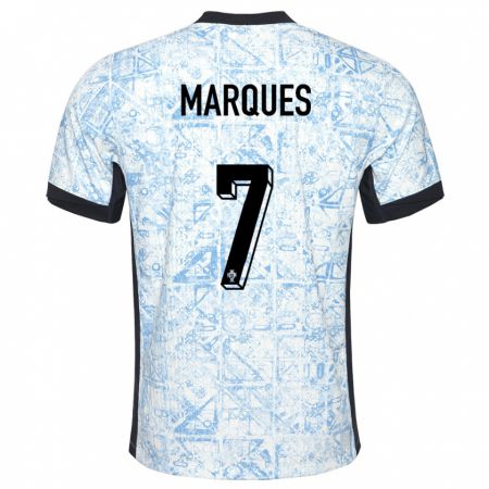 Kandiny Damen Portugal Vanessa Marques #7 Cremeblau Auswärtstrikot Trikot 24-26 T-Shirt