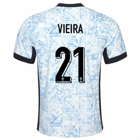 Kandiny Damen Portugal Fabio Vieira #21 Cremeblau Auswärtstrikot Trikot 24-26 T-Shirt