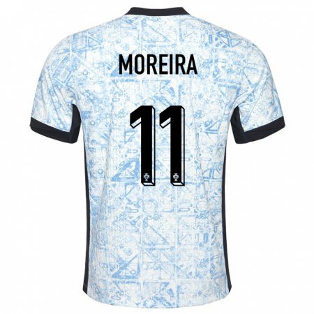 Kandiny Damen Portugal Diego Moreira #11 Cremeblau Auswärtstrikot Trikot 24-26 T-Shirt