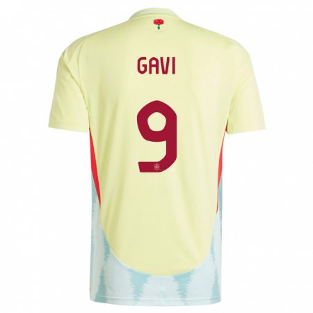 Kandiny Damen Spanien Gavi #9 Gelb Auswärtstrikot Trikot 24-26 T-Shirt