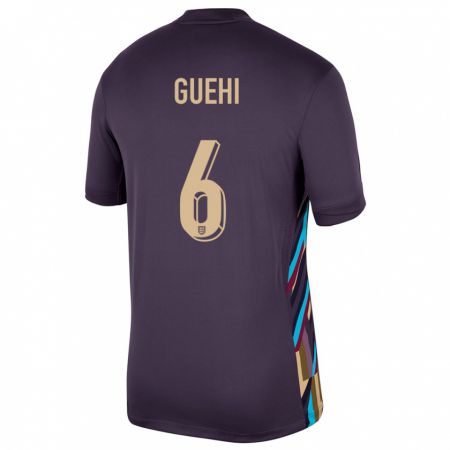 Kandiny Damen England Marc Guehi #6 Dunkle Rosine Auswärtstrikot Trikot 24-26 T-Shirt