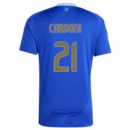 Kandiny Damen Argentinien Valentin Carboni #21 Blau Auswärtstrikot Trikot 24-26 T-Shirt