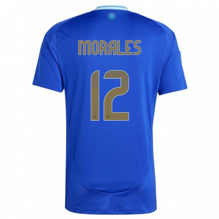 Kandiny Damen Argentinien Lautaro Morales #12 Blau Auswärtstrikot Trikot 24-26 T-Shirt