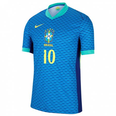 Kandiny Damen Brasilien Neymar #10 Blau Auswärtstrikot Trikot 24-26 T-Shirt