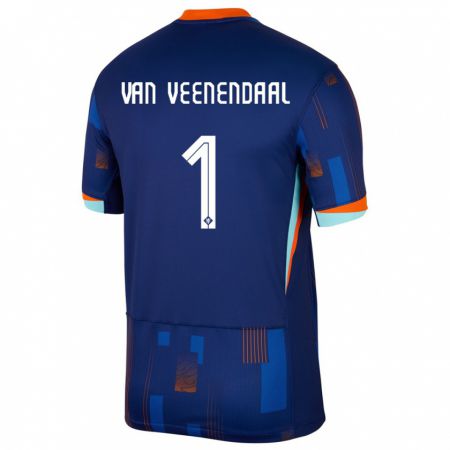 Kandiny Damen Niederlande Sari Van Veenendaal #1 Blau Auswärtstrikot Trikot 24-26 T-Shirt
