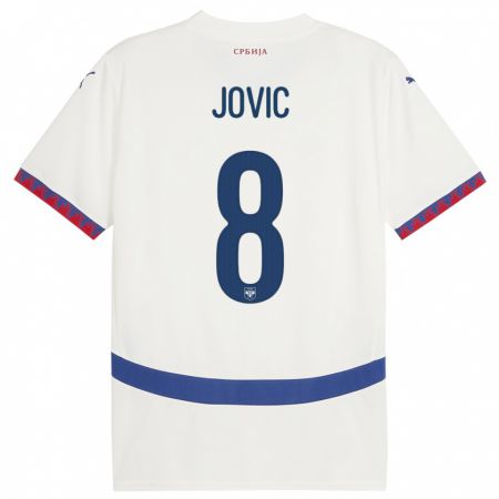 Kandiny Damen Serbien Luka Jovic #8 Weiß Auswärtstrikot Trikot 24-26 T-Shirt