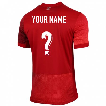Kandiny Damen Polen Ihren Namen #0 Rot Auswärtstrikot Trikot 24-26 T-Shirt