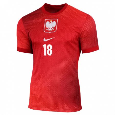Kandiny Damen Polen Bartosz Bereszynski #18 Rot Auswärtstrikot Trikot 24-26 T-Shirt