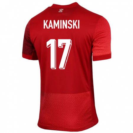 Kandiny Damen Polen Jakub Kaminski #17 Rot Auswärtstrikot Trikot 24-26 T-Shirt
