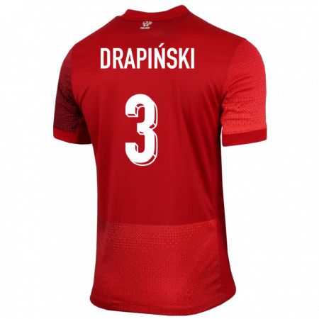 Kandiny Damen Polen Igor Drapinski #3 Rot Auswärtstrikot Trikot 24-26 T-Shirt