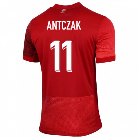 Kandiny Damen Polen Jakub Antczak #11 Rot Auswärtstrikot Trikot 24-26 T-Shirt
