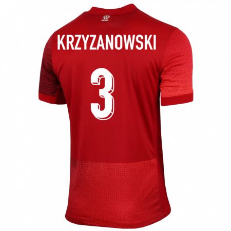 Kandiny Damen Polen Jakub Krzyzanowski #3 Rot Auswärtstrikot Trikot 24-26 T-Shirt