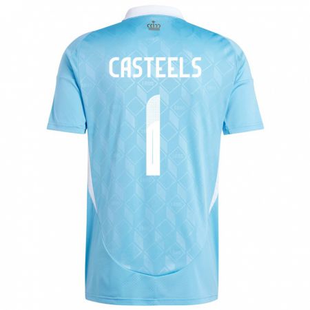 Kandiny Damen Belgien Koen Casteels #1 Blau Auswärtstrikot Trikot 24-26 T-Shirt