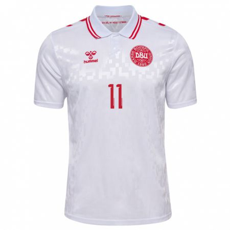 Kandiny Damen Dänemark Andreas Skov Olsen #11 Weiß Auswärtstrikot Trikot 24-26 T-Shirt