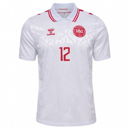 Kandiny Damen Dänemark Jesper Lindstrøm #12 Weiß Auswärtstrikot Trikot 24-26 T-Shirt