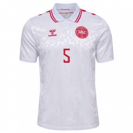Kandiny Damen Dänemark Mathias Ross #5 Weiß Auswärtstrikot Trikot 24-26 T-Shirt