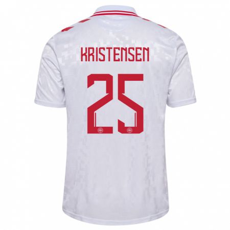 Kandiny Damen Dänemark Rasmus Kristensen #25 Weiß Auswärtstrikot Trikot 24-26 T-Shirt