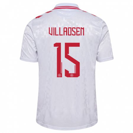 Kandiny Damen Dänemark Oliver Villadsen #15 Weiß Auswärtstrikot Trikot 24-26 T-Shirt