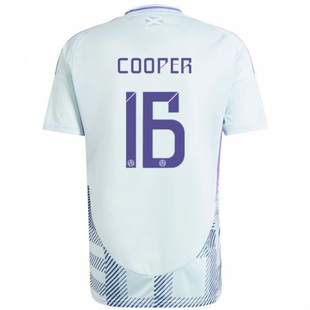 Kandiny Damen Schottland Liam Cooper #16 Helles Mintblau Auswärtstrikot Trikot 24-26 T-Shirt