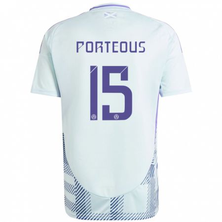 Kandiny Damen Schottland Ryan Porteous #15 Helles Mintblau Auswärtstrikot Trikot 24-26 T-Shirt