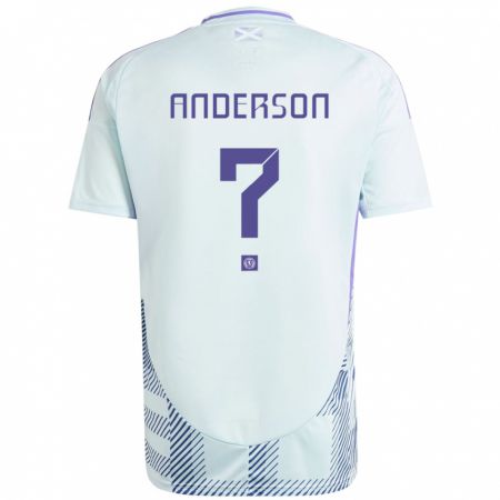 Kandiny Damen Schottland Matthew Anderson #0 Helles Mintblau Auswärtstrikot Trikot 24-26 T-Shirt