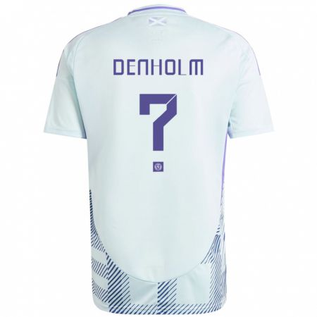 Kandiny Damen Schottland Aidan Denholm #0 Helles Mintblau Auswärtstrikot Trikot 24-26 T-Shirt