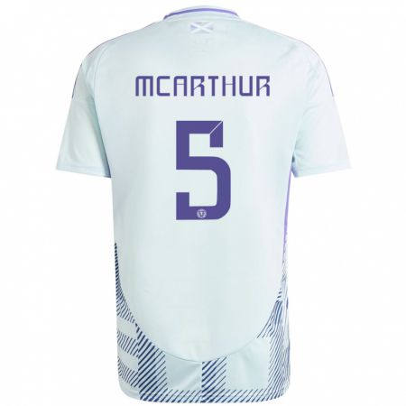 Kandiny Damen Schottland Charlie Mcarthur #5 Helles Mintblau Auswärtstrikot Trikot 24-26 T-Shirt