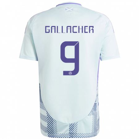 Kandiny Damen Schottland Amy Gallacher #9 Helles Mintblau Auswärtstrikot Trikot 24-26 T-Shirt