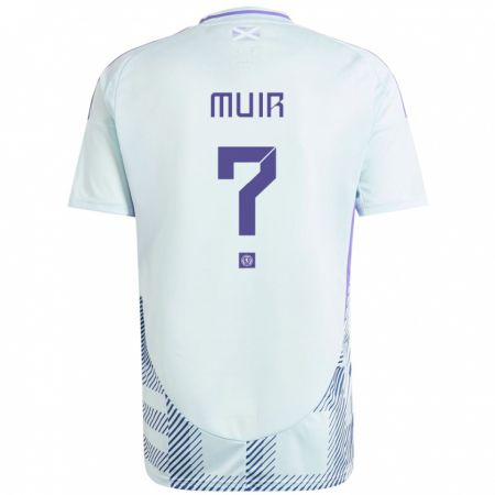 Kandiny Damen Schottland Amy Muir #0 Helles Mintblau Auswärtstrikot Trikot 24-26 T-Shirt