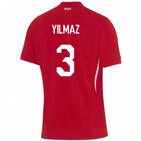 Kandiny Damen Türkei Berkay Yılmaz #3 Rot Auswärtstrikot Trikot 24-26 T-Shirt