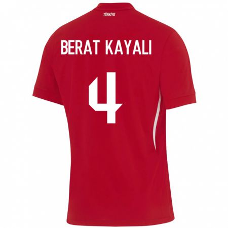 Kandiny Damen Türkei Hasan Berat Kayalı #4 Rot Auswärtstrikot Trikot 24-26 T-Shirt