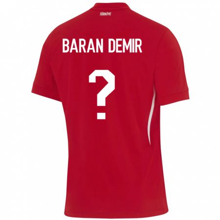 Kandiny Damen Türkei Tuna Baran Demir #0 Rot Auswärtstrikot Trikot 24-26 T-Shirt