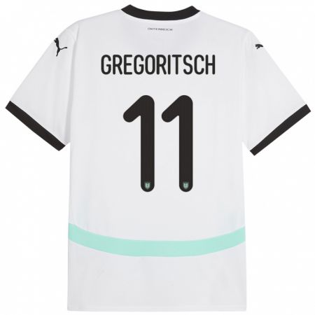 Kandiny Damen Österreich Michael Gregoritsch #11 Weiß Auswärtstrikot Trikot 24-26 T-Shirt