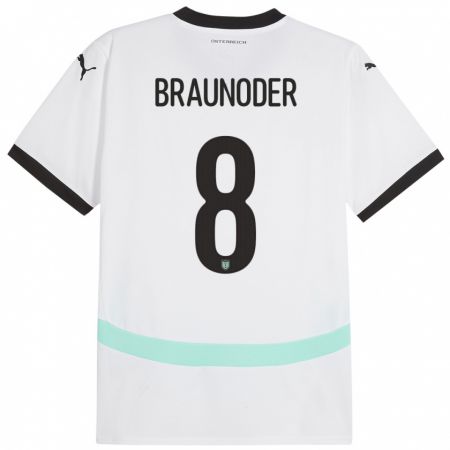 Kandiny Damen Österreich Matthias Braunöder #8 Weiß Auswärtstrikot Trikot 24-26 T-Shirt