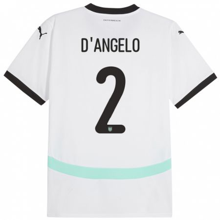 Kandiny Damen Österreich Chiara D’Angelo #2 Weiß Auswärtstrikot Trikot 24-26 T-Shirt