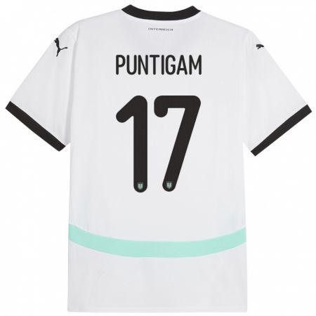 Kandiny Damen Österreich Sarah Puntigam #17 Weiß Auswärtstrikot Trikot 24-26 T-Shirt
