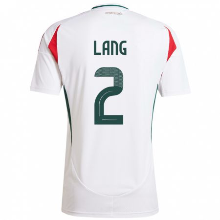 Kandiny Damen Ungarn Ádám Lang #2 Weiß Auswärtstrikot Trikot 24-26 T-Shirt