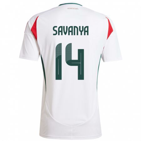 Kandiny Damen Ungarn Csilla Savanya #14 Weiß Auswärtstrikot Trikot 24-26 T-Shirt