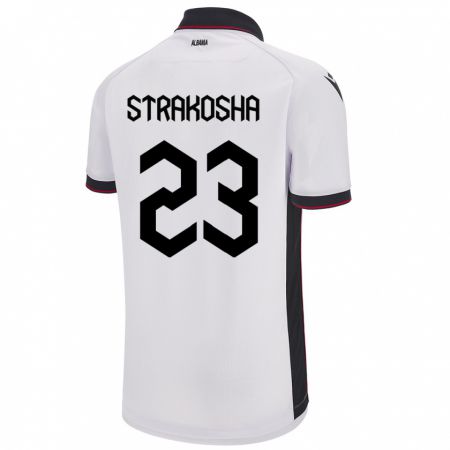 Kandiny Damen Albanien Thomas Strakosha #23 Weiß Auswärtstrikot Trikot 24-26 T-Shirt