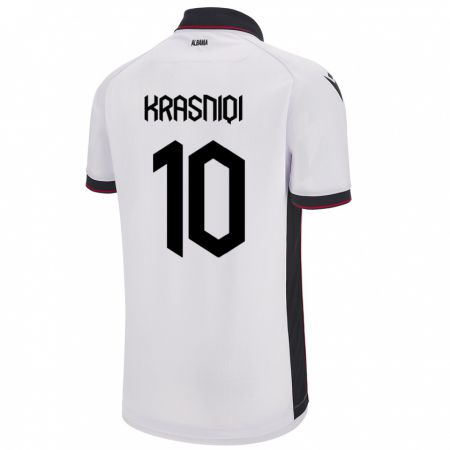 Kandiny Damen Albanien Qëndresa Krasniqi #10 Weiß Auswärtstrikot Trikot 24-26 T-Shirt