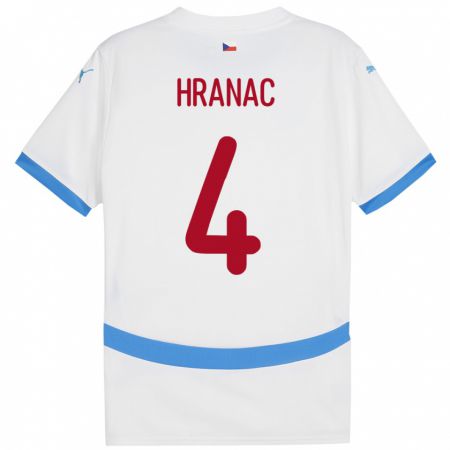 Kandiny Damen Tschechien Robin Hranac #4 Weiß Auswärtstrikot Trikot 24-26 T-Shirt
