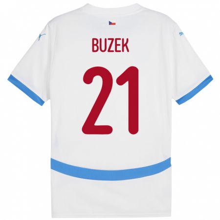 Kandiny Damen Tschechien Alexandr Buzek #21 Weiß Auswärtstrikot Trikot 24-26 T-Shirt