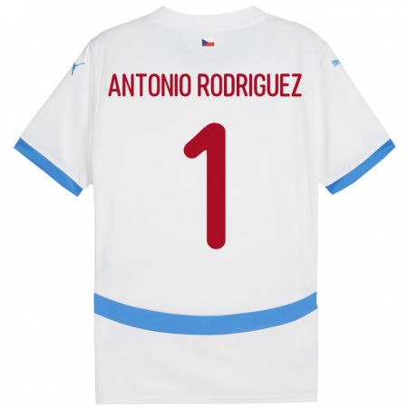 Kandiny Damen Tschechien Pedro Antonio Rodriguez #1 Weiß Auswärtstrikot Trikot 24-26 T-Shirt