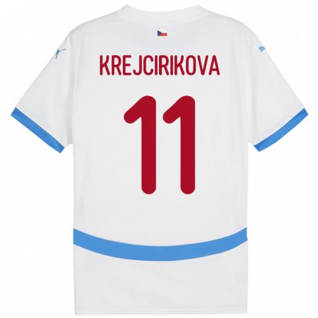 Kandiny Damen Tschechien Tereza Krejčiříková #11 Weiß Auswärtstrikot Trikot 24-26 T-Shirt